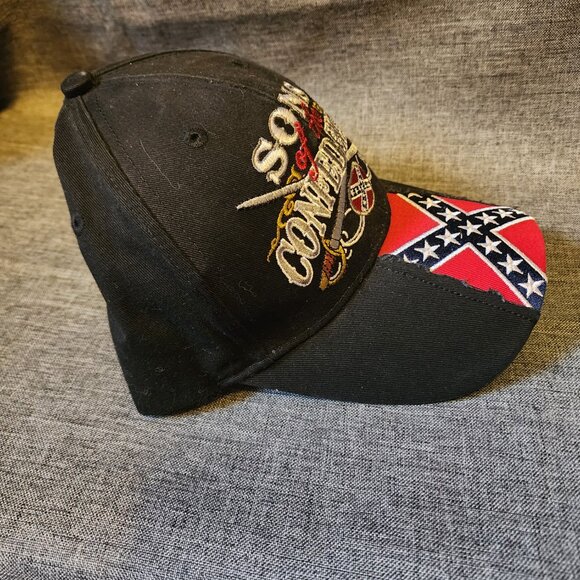 Capsmith Black Embroidered Sons Of The Confederacy Rebel Flag Hat - Picture 5 of 8